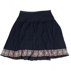Tommy Bahamas Black Silk Skirt with Floral Design